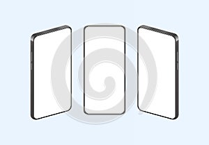 Set of Realistic smartphone vector illustration on blue background