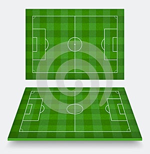 Set of realistic soccer football field or field football stadium