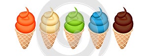 Set of realistic summer ice cream cones. EPS10