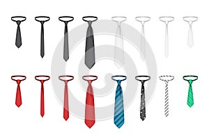 Set of realistic ties isolated on white background. Vector illustration