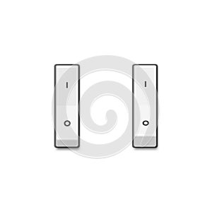 Set of realistic toggle switches in on and off positions, vector illustration