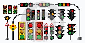 Set of realistic traffic light concept. easy to modify