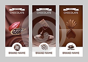 Set realistic vector vertical chocolate banners