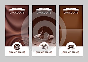 Set realistic vector vertical chocolate banners