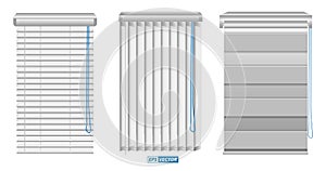 Set of realistic vertical blinds template isolated or vertical blinds windows element interior or window curtain room.