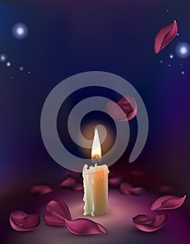 set of realistic white burning candles isolated on a transparent background.