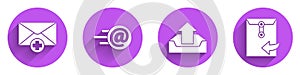 Set Received message concept, Mail and e-mail, Upload inbox and Envelope icon with long shadow. Vector