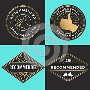 Set of recommended logo, badges, label, tag in golden color.