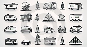 Set of recreational vehicle icons