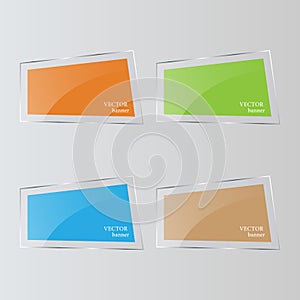 A set of rectangular glass banners. Vector illustration.