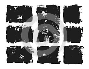 Set of rectangular text box. Grunge paint stripe. Vector brush stroke. Black isolated paintbrush collection.Vector