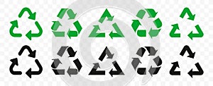 Set of recycle arrow symbol. Recycling icon collection