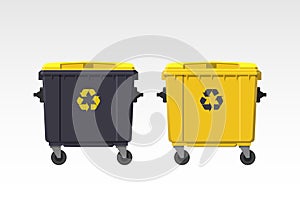 Set of recycle bins isolated on white background. Flat style. Vector.