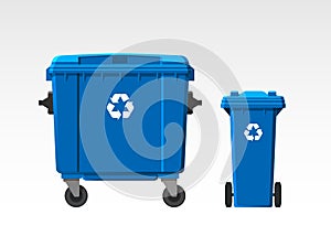 Set of recycle bins isolated on white background. Flat style. Vector.