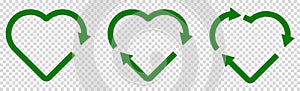 Set of recycle heart shape symbol