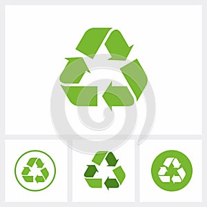 Set of recycle icon. Recycle symbol, eco green color