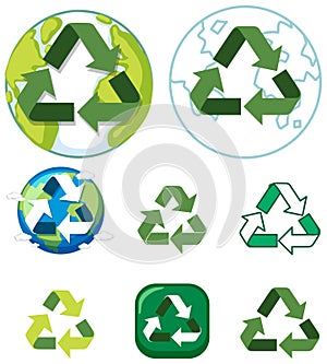 Set of recycle icons isolated
