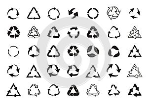 Set recycle icons. Label template. Eco circle arrows. Vector Icons