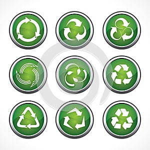 Set of recycle symbols and icons