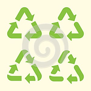 Set of recycling arrows icon. Vector illustration