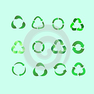 Set of recycling icons in different styles