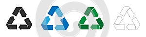 Set of recycling icons. Triangle Recycling Sign Symbol photo