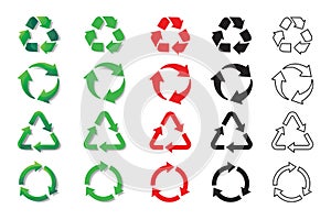 Set recycling symbol icons, great design for any purposes. Concept graphic design element