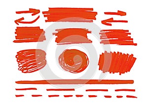 Set of red abstract hand-painted marker - Image