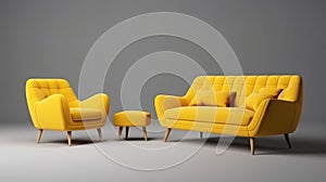 Set of red armchair and sofa isolated for living room , Modern furniture.