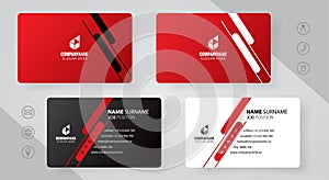 Set of red and black Modern Corporate Business Card Design Templates