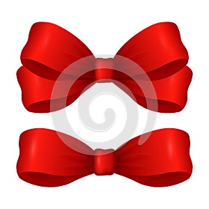 Set of red bows.Two red bows on a white background
