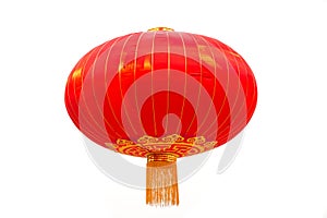 Set of Red Chinese Lanterns Circular. Lamps Isolated on White Background
