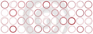 Set of red colored round frames - vector design elements