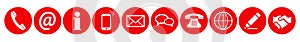 Set red contact icons sign - vector