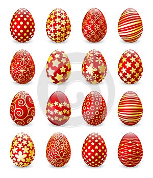 Set of red Easter eggs