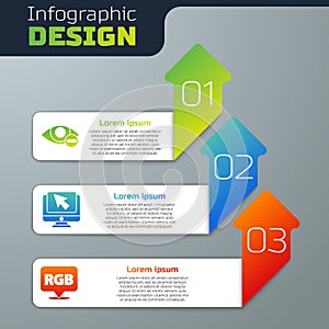 Set Red eye effect, Computer monitor and cursor and Speech bubble with RGB and CMYK. Business infographic template