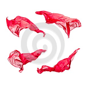 Set of red fabric pieces flying