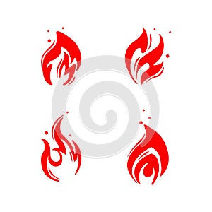 Set of red fire design vector collection 01