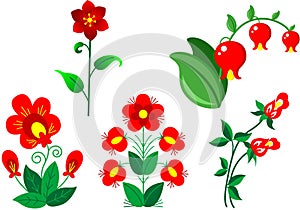 Set of red flowers