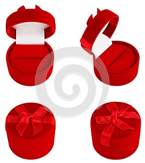 Set of Red Gift Velvet Boxes For Jewelry.