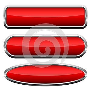 Set of red glossy buttons. Vector illustration