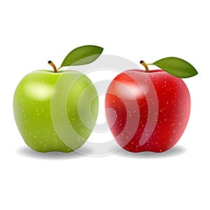 Set of red and green apple fruits