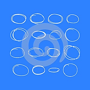 Set of red hand drawn elements for selecting text, Sketch oval. Vector illustration