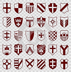 Set of heraldic shields