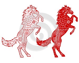 Set of red horses