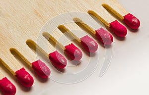 Set of red matches close up