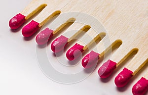 Set of red matches close up