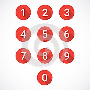 Set of red number icons