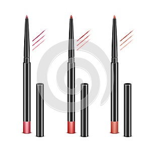 Set of Red Pink Cosmetic Makeup Lip Liner Pencils