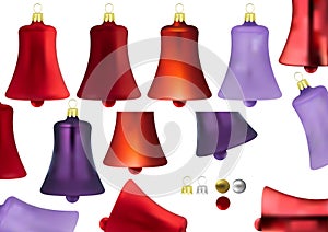 Set of Red and Purple Xmas Bells